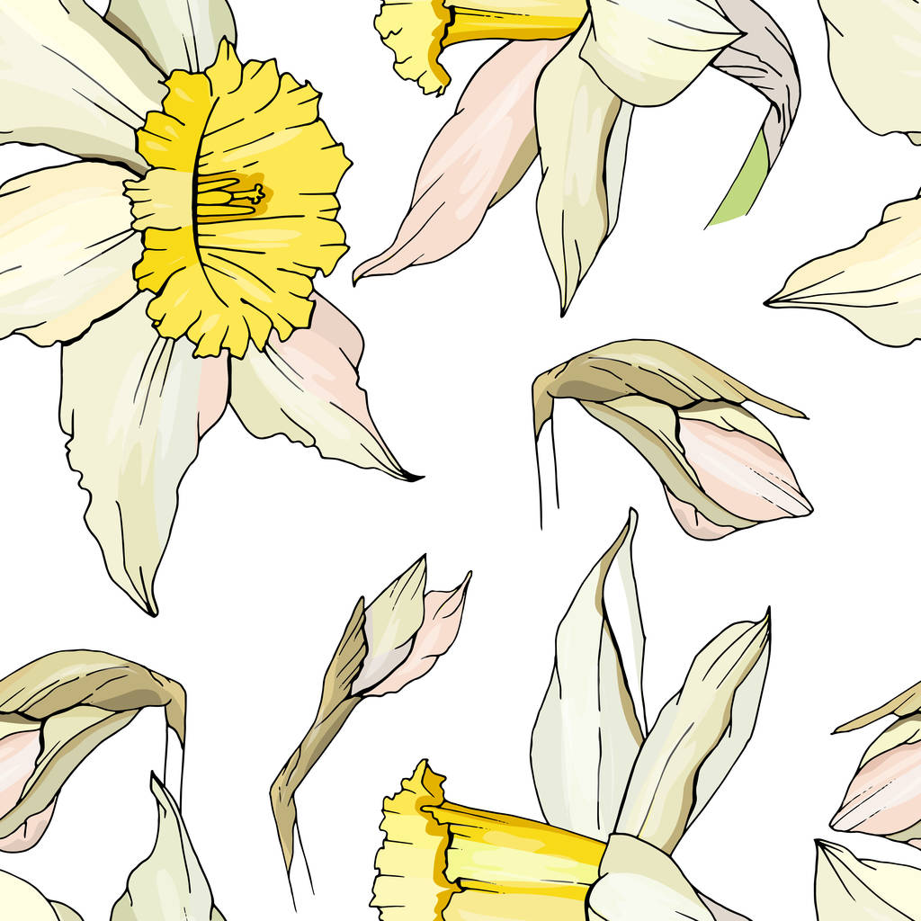 Květinové dekorativní vzor bezešvé s bílých narcisů. Nekonečné textura pro svůj design, tkaniny, výzdoba. - Vektor, obrázek