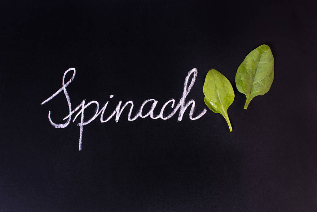 spinach leaves and lettering - Photo, Image