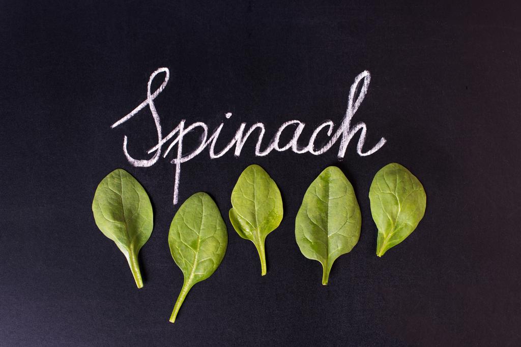 spinach leaves and lettering - Photo, Image