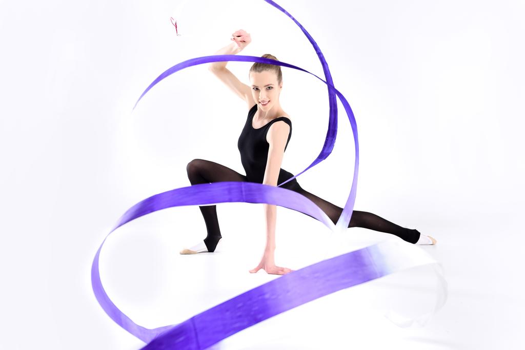 Rhythmic gymnast with ribbon  - Photo, Image