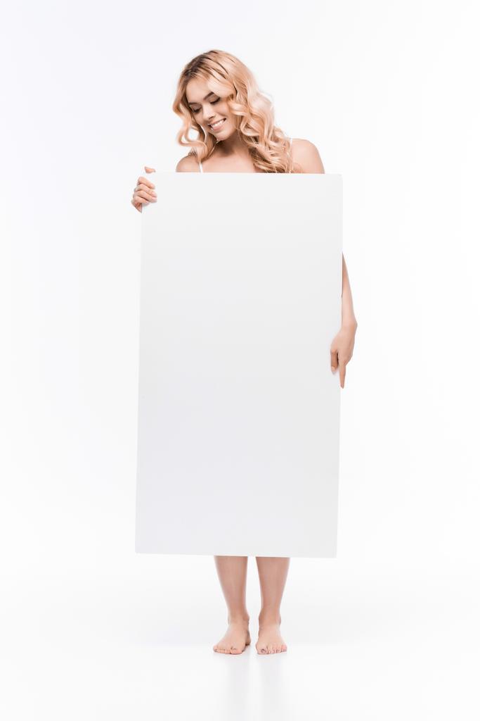 Žena držící prázdný transparent - Fotografie, Obrázek
