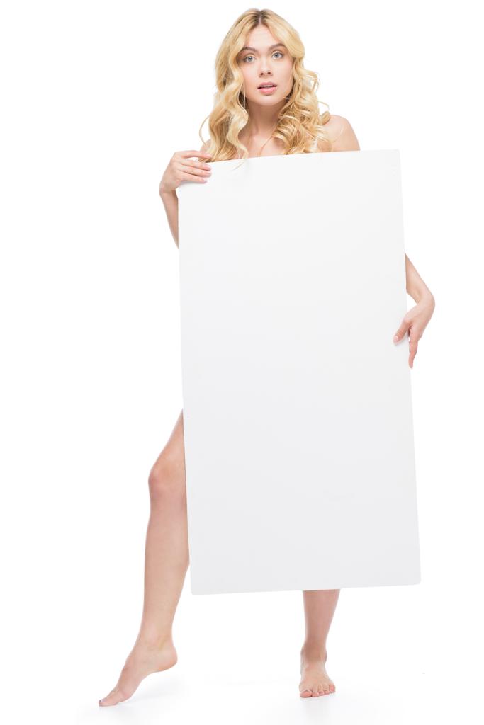 Kobieta z pustym transparentem - Zdjęcie, obraz