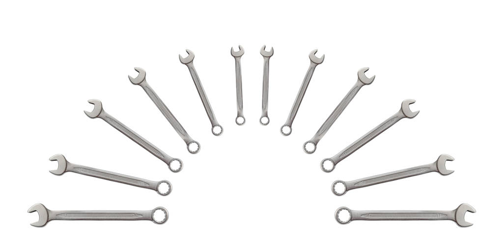 Pół okręgu klucza mechanik srebrne metalowe narzędzia dla naprawy isol - Zdjęcie, obraz