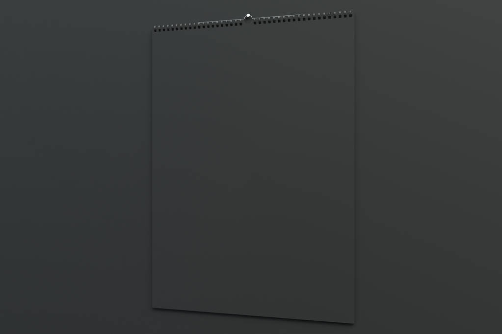 Μαύρο τοίχο mock-up ημερολογίου σε μαύρο φόντο - Φωτογραφία, εικόνα