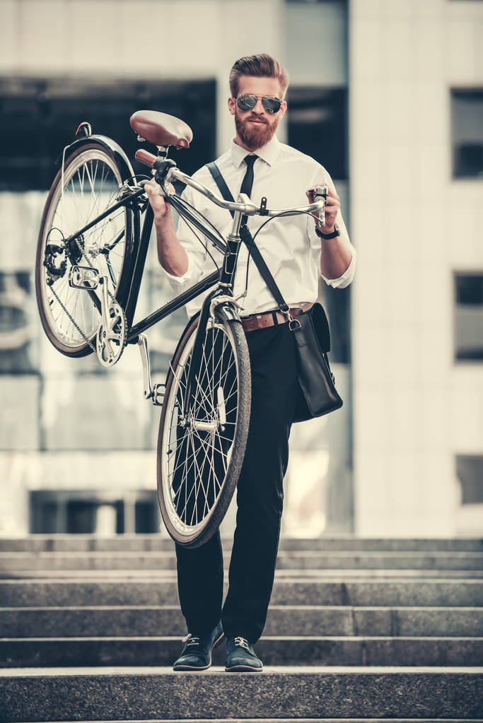 biznesmen z rowerów - Zdjęcie, obraz