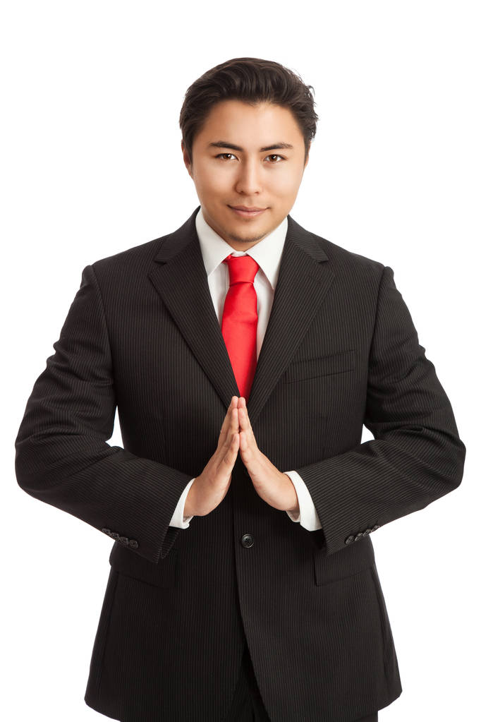 Προσευχή επιχειρηματία σε κόκκινη γραβάτα - Φωτογραφία, εικόνα