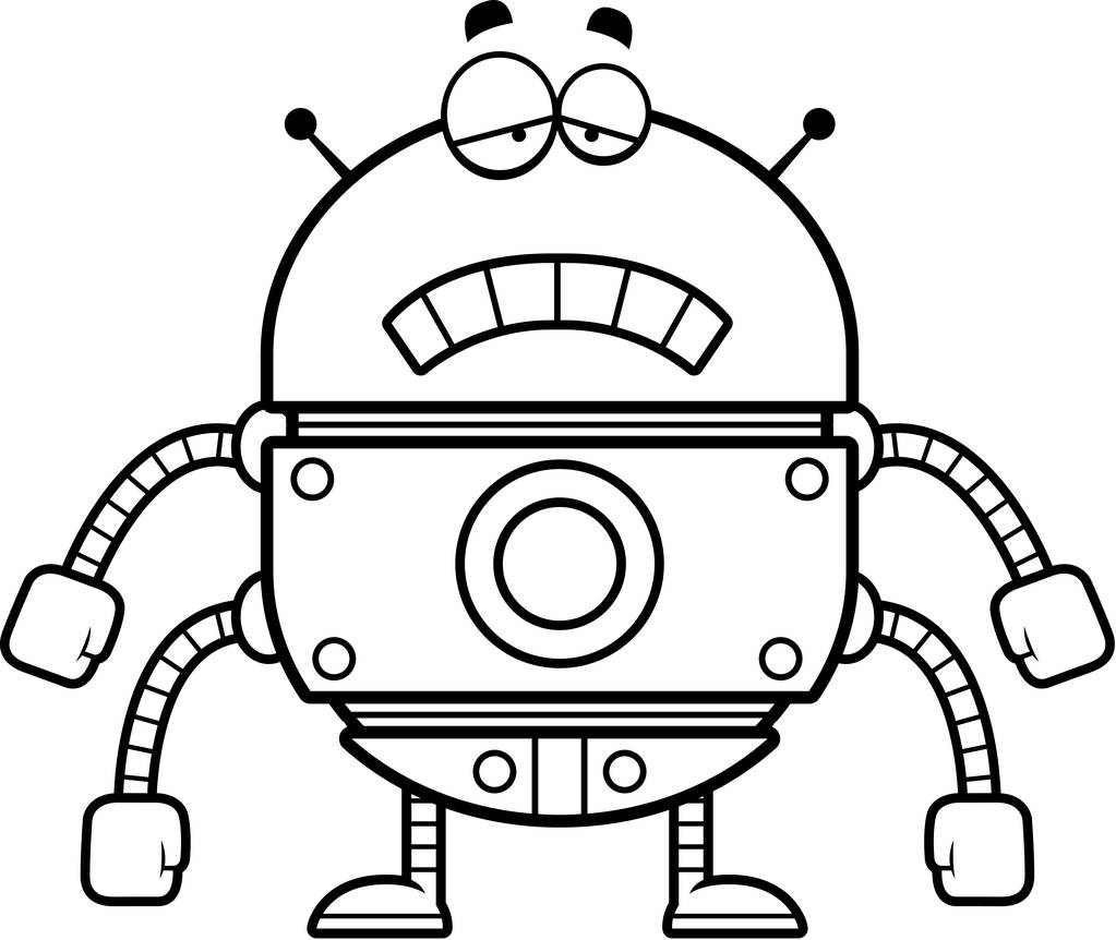 悲しい金ロボット - ベクター画像