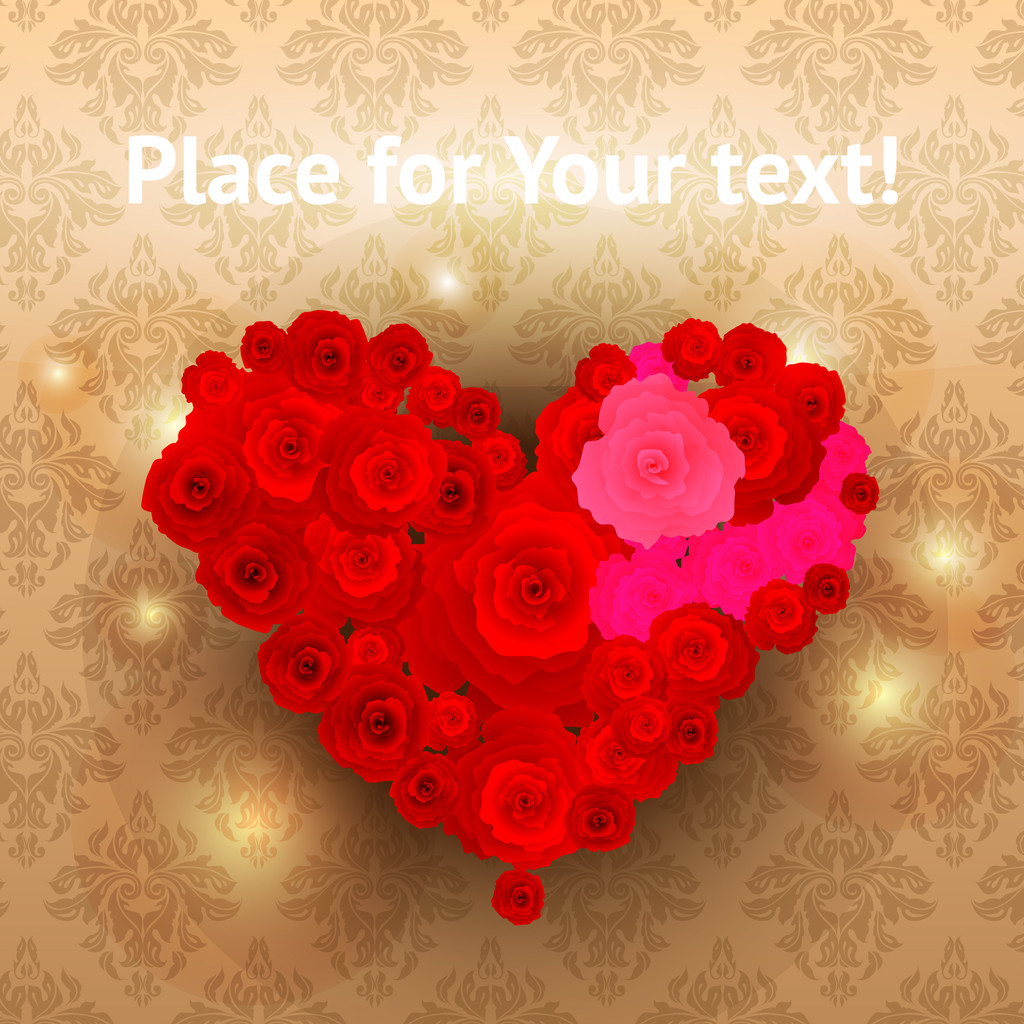 Valentine rose hart - Vector, afbeelding