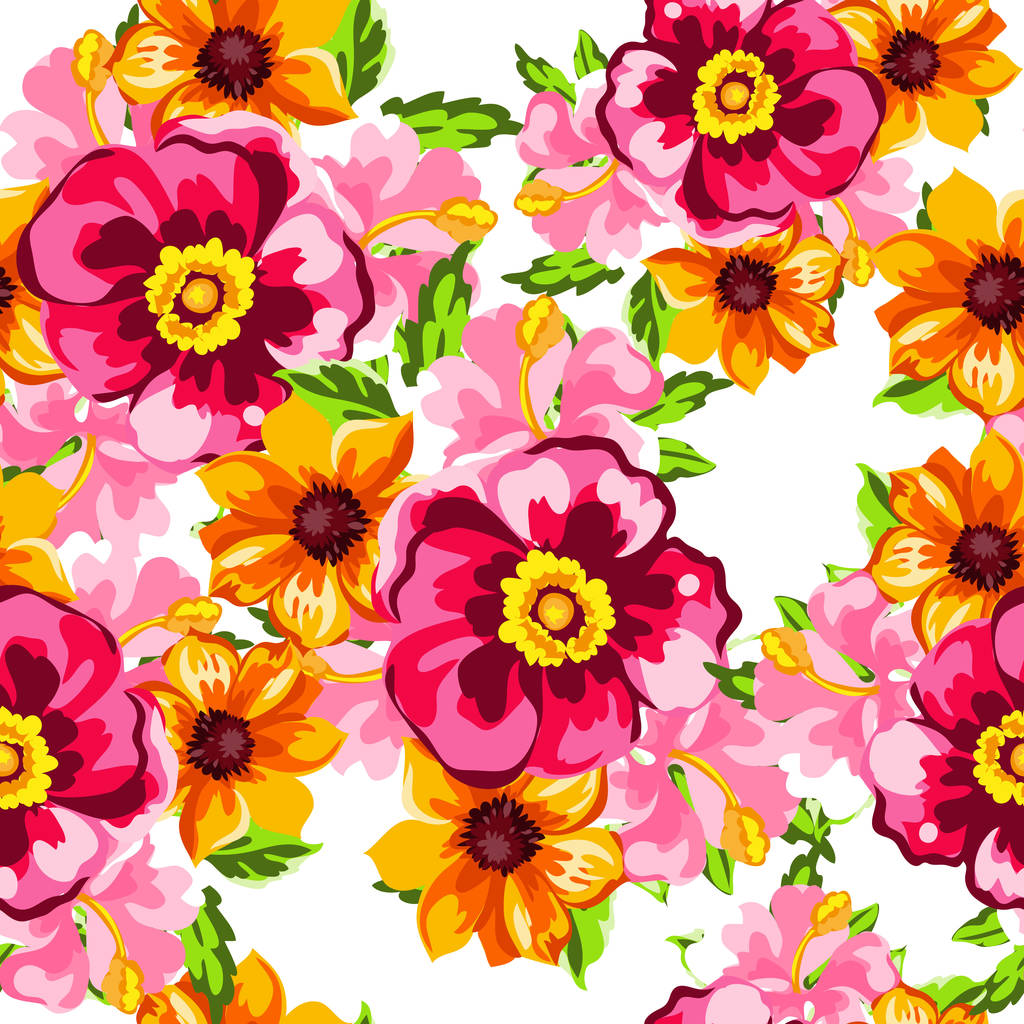 χωρίς ραφή μοτίβο λουλουδιών - Διάνυσμα, εικόνα