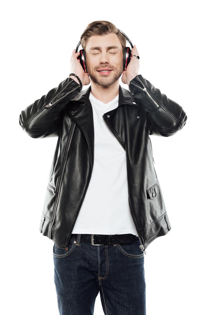 man listening music in headphones - Photo, Image