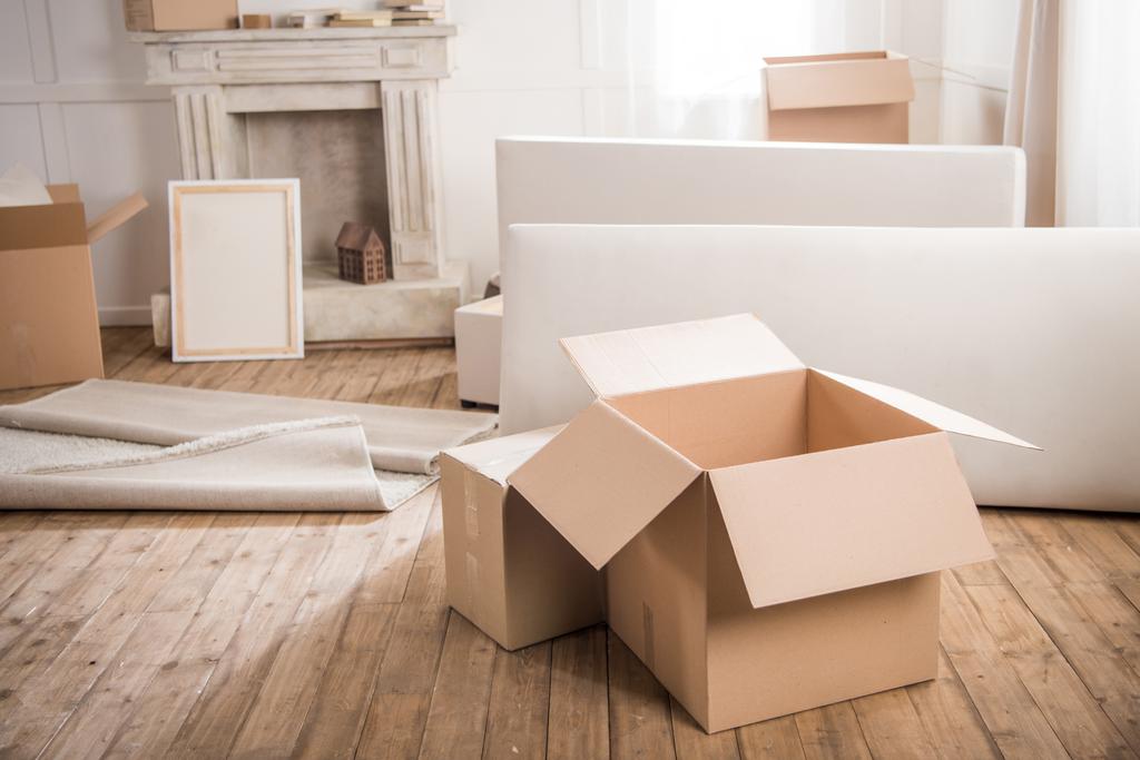 Cardboard boxes in empty room  - Photo, Image