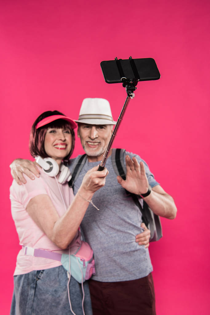 senior couple taking selfie - Photo, Image