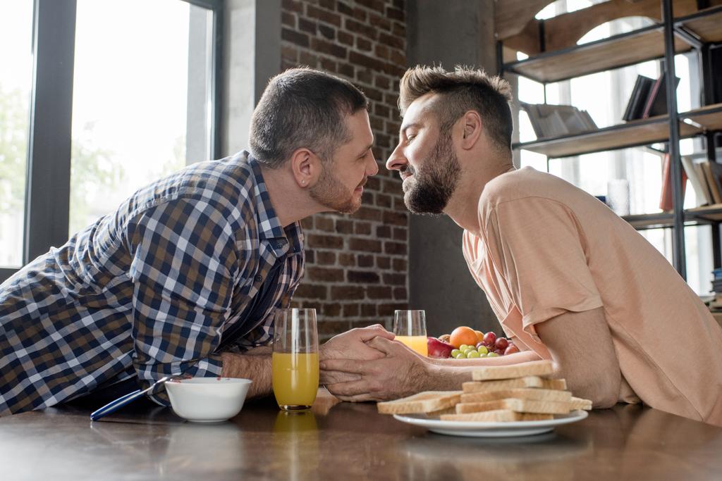 Gay couple having breakfast  - Photo, Image