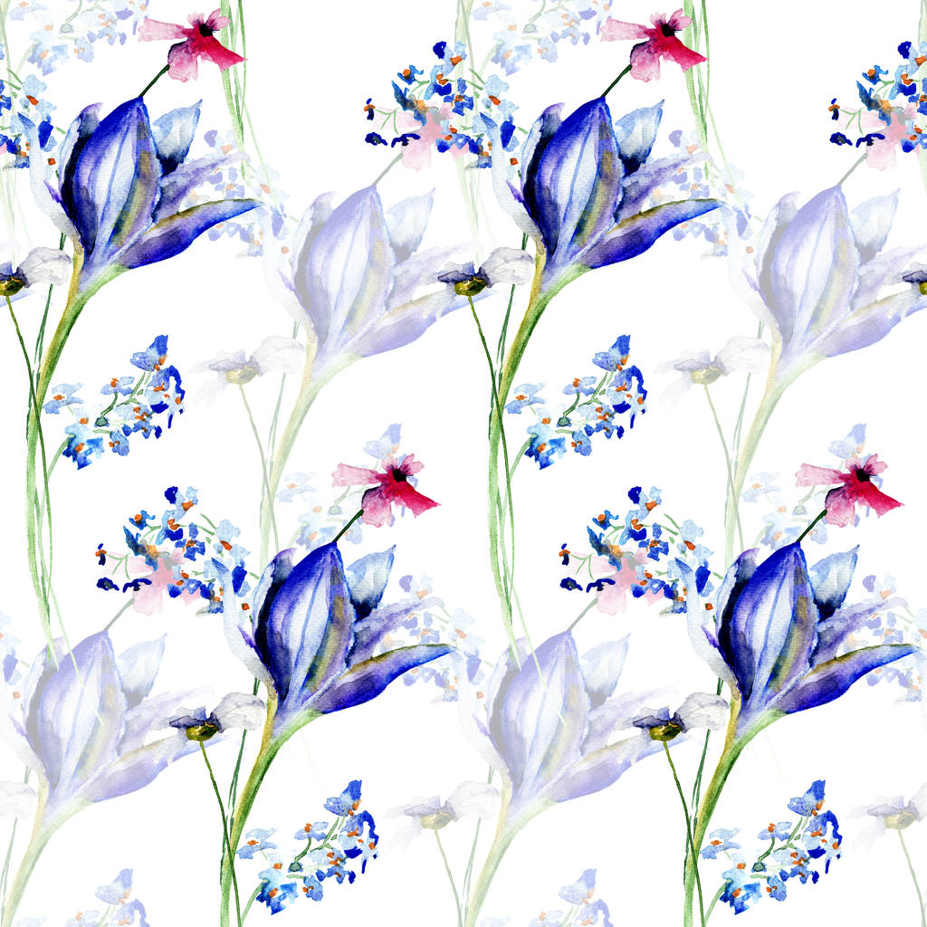 naadloze floral achtergrond met bloemen - Foto, afbeelding