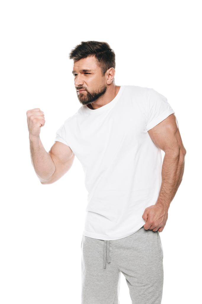 Homem musculoso pronto para lutar
  - Foto, Imagem