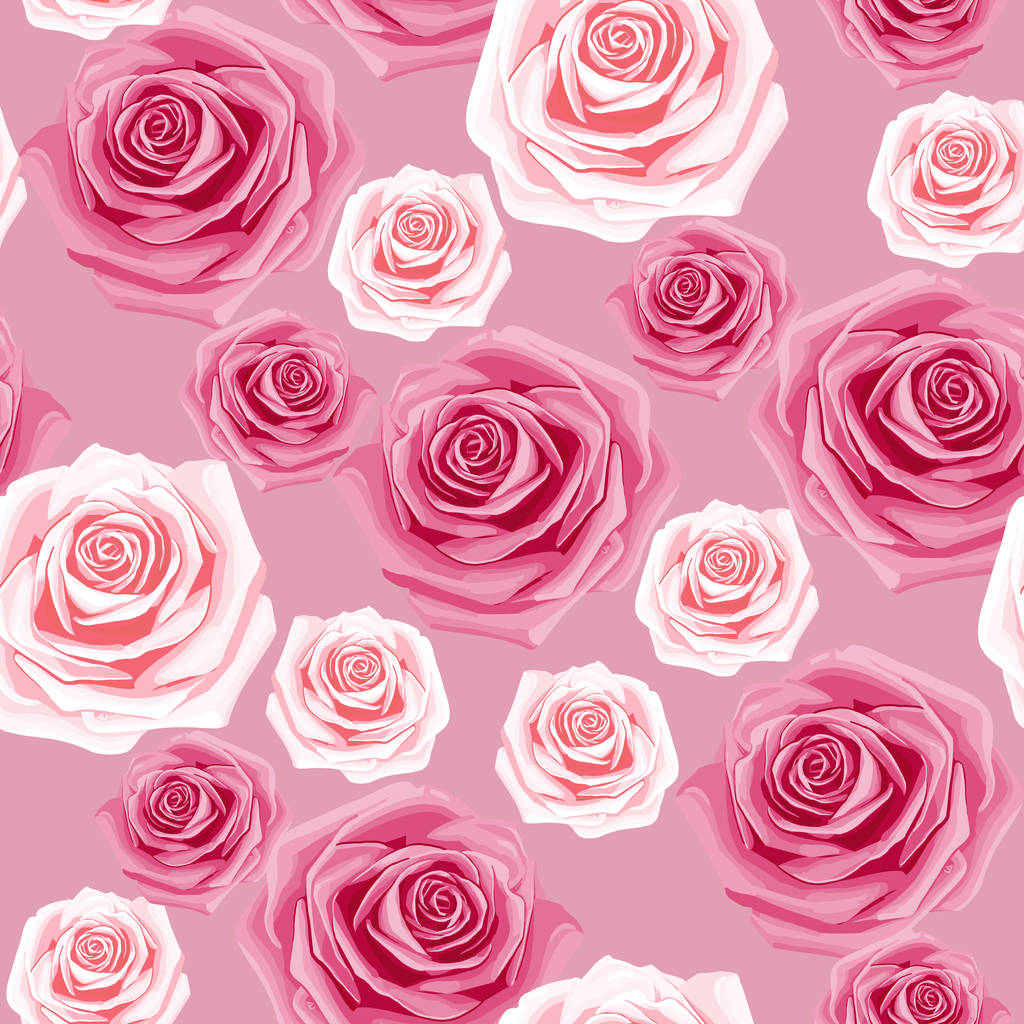 美しいバラの花のシームレスなパターン。花の美しいつぼみ - ベクター画像