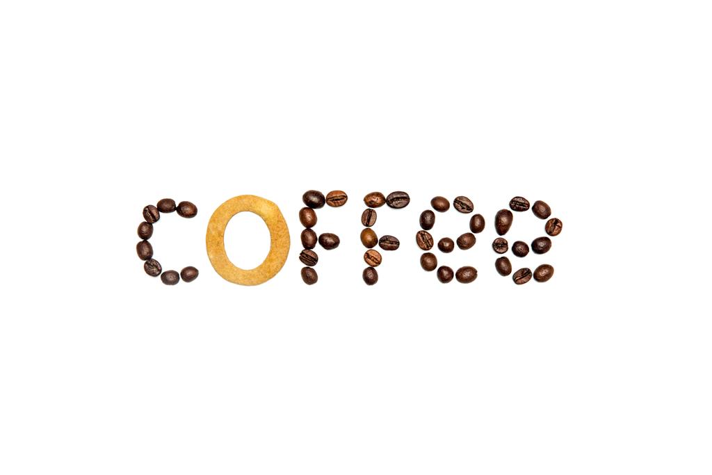 Wyraz kawa z ziaren kawy  - Zdjęcie, obraz