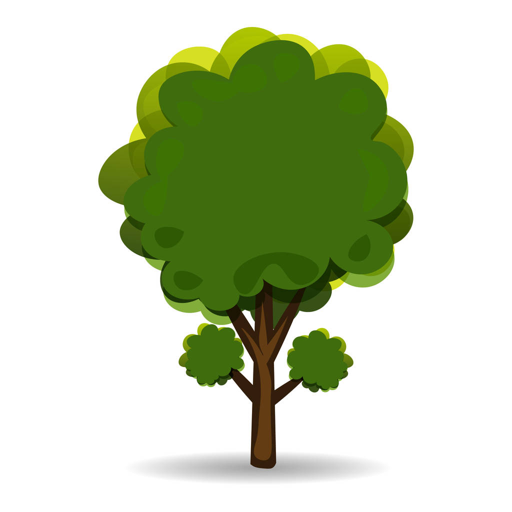Zelená abstraktní strom pro reklamy a oznámení. Izolované na bílém pozadí. ilustrace - Vektor, obrázek