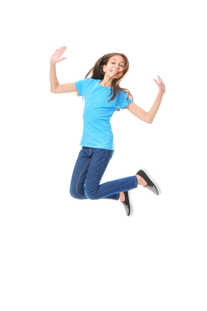schattig springen meisje  - Foto, afbeelding