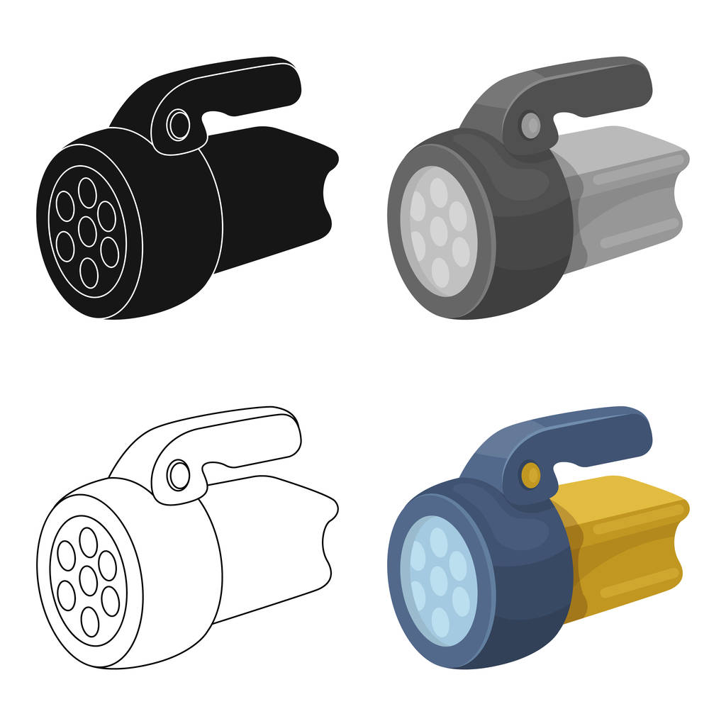 Torcia elettrica. Tenda singola icona in stile cartone animato vettore simbolo stock illustrazione web
. - Vettoriali, immagini