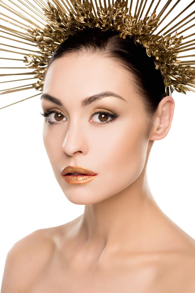 mulher glamourosa em headpiece dourado
 - Foto, Imagem