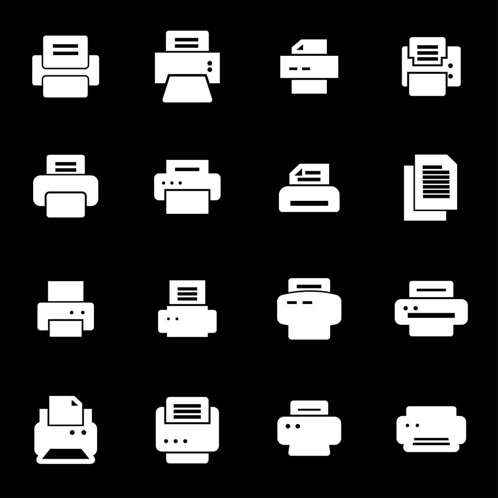 Conjunto de iconos de impresora Vector blanco
 - Vector, imagen