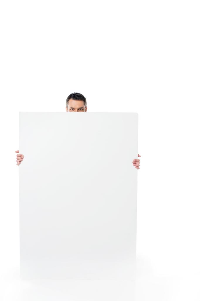 uomo con banner in bianco
 - Foto, immagini