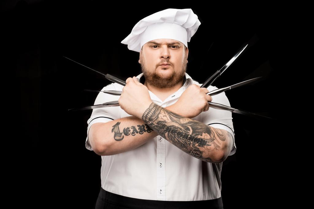 Chef professionnel avec couteaux
  - Photo, image
