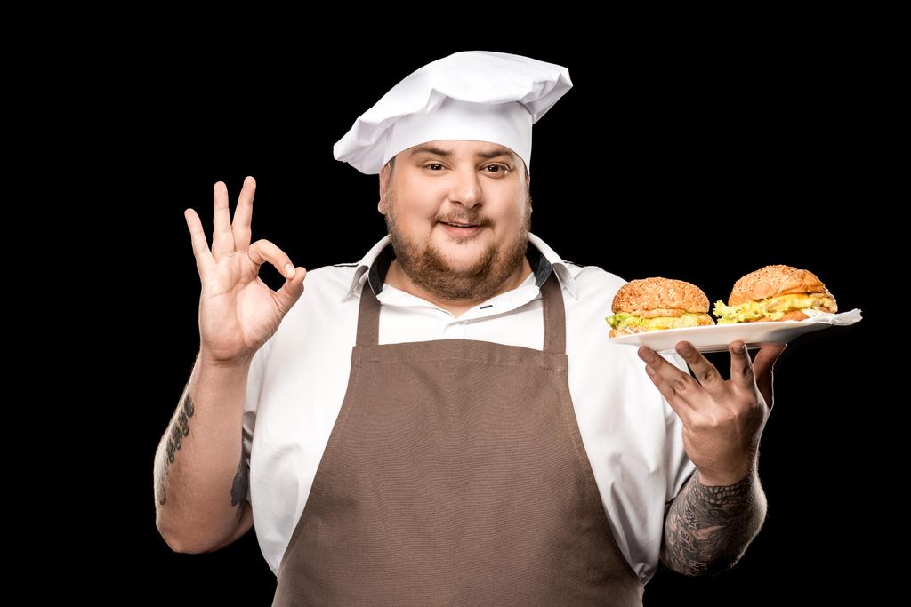 kuchenka z Burgery na talerzu - Zdjęcie, obraz
