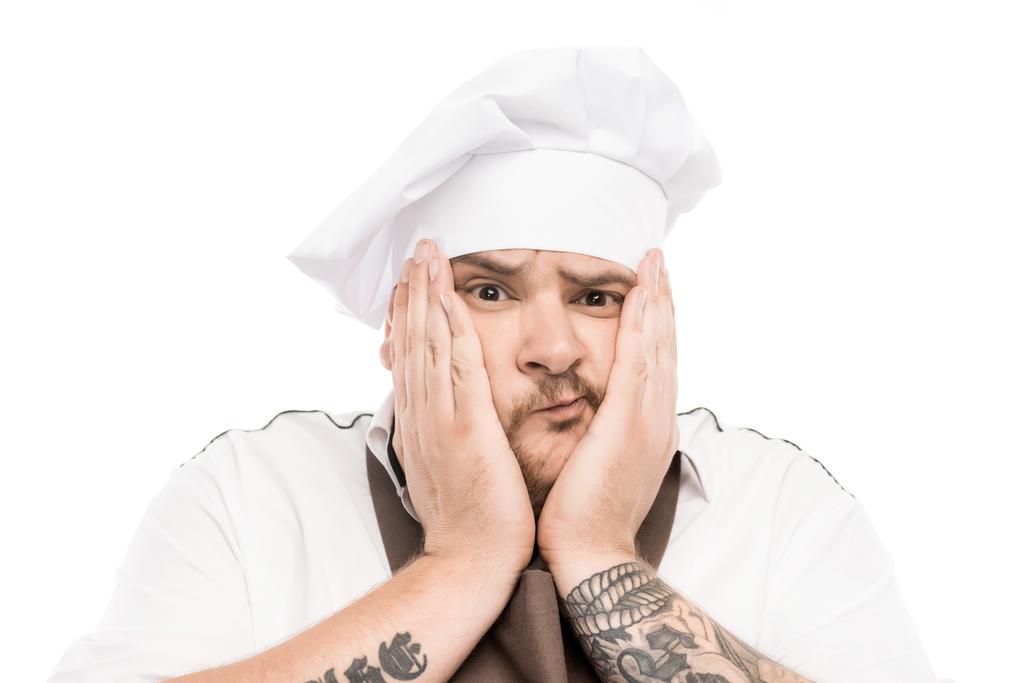 cocina en delantal y sombrero de chef
 - Foto, Imagen