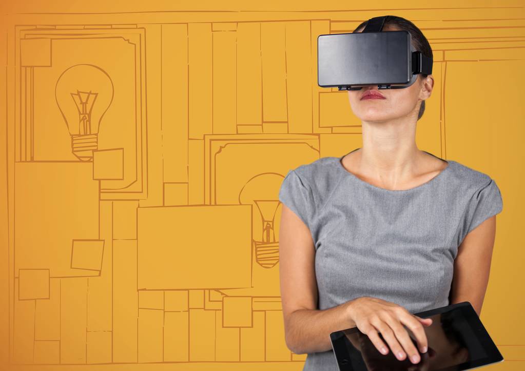 Donna d'affari in cuffia realtà virtuale
 - Foto, immagini
