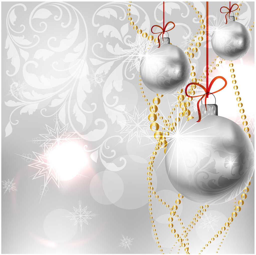 eleganckie tło świąteczne z bombkami - Wektor, obraz