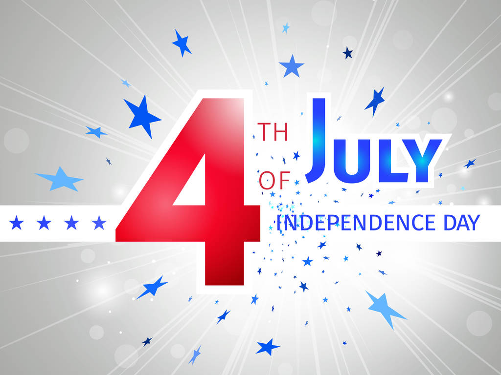 7 月 4 日私たち独立記念日 - グローとフライング ブルー ポスター - ベクター画像