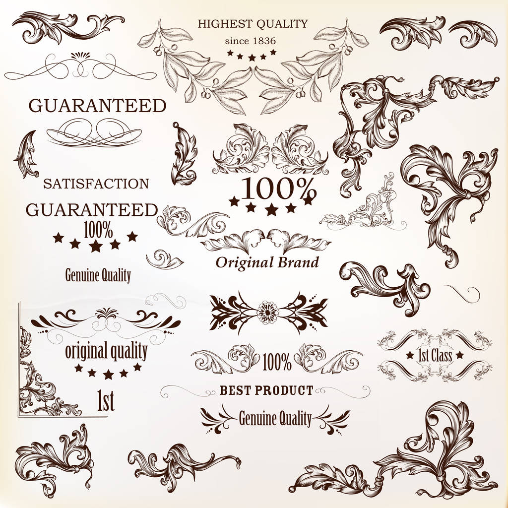 Calligraphic vector vintage design elements , decorations and sw - Vector, Image