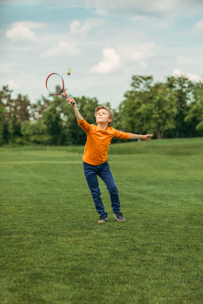 chłopiec w badmintona - Zdjęcie, obraz