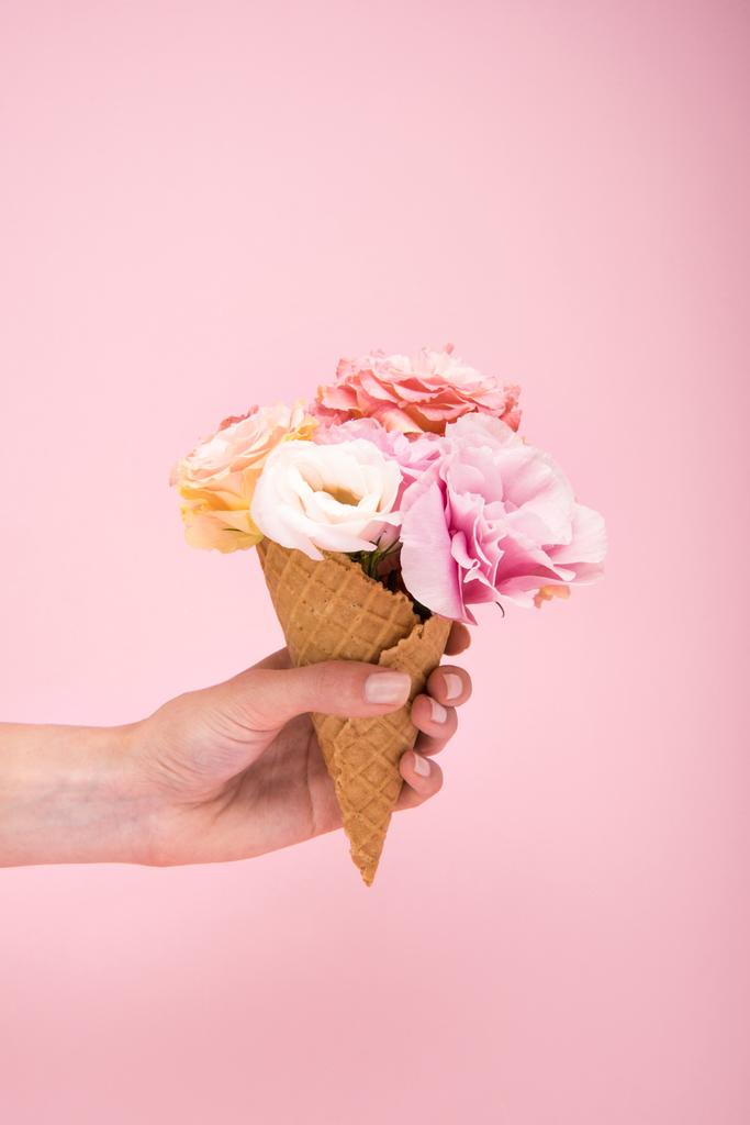 Flowers in waffle cone - Photo, Image