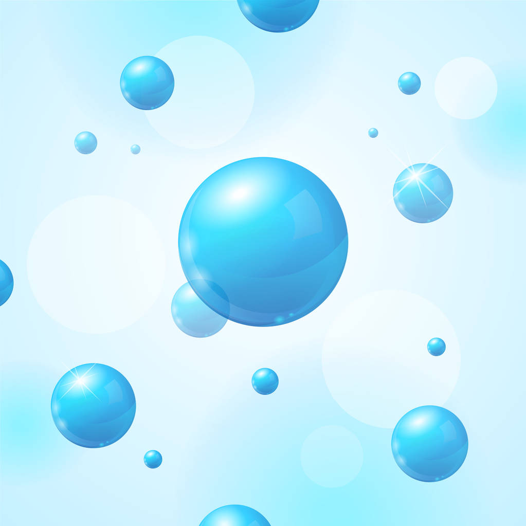 Realistic Blue Sphere or Bubble Elements Pattern Background. Vector - Vector, Image