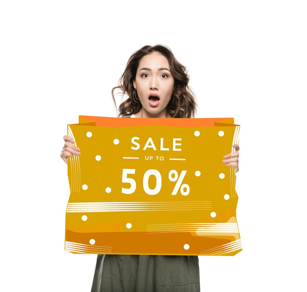 Woman with sale banner - Photo, Image