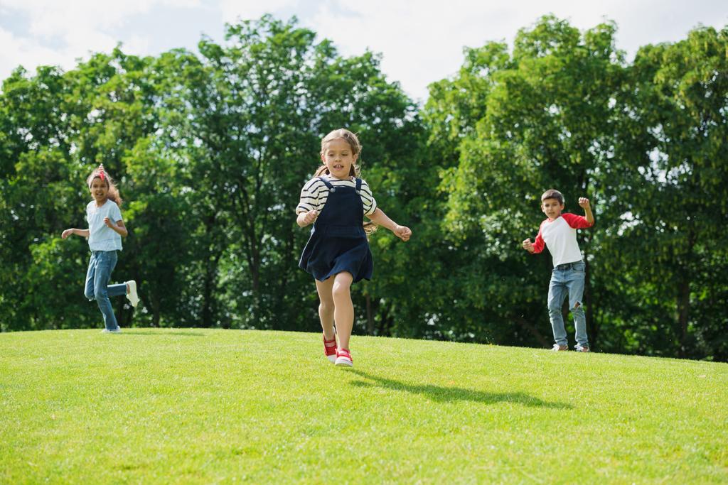 Πολυεθνική παιδιά που παίζουν στο πάρκο - Φωτογραφία, εικόνα