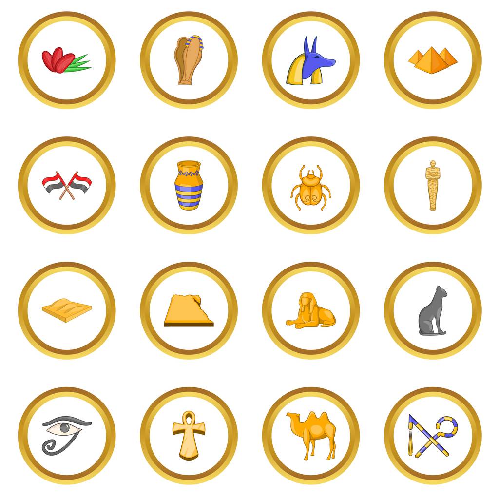 Egypt travel icons circle - Vector, Image