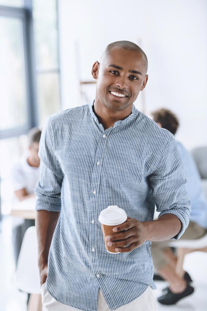 african american businessman with coffee to go - Photo, Image