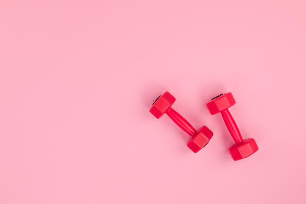 red dumbbells for fitness - Photo, Image