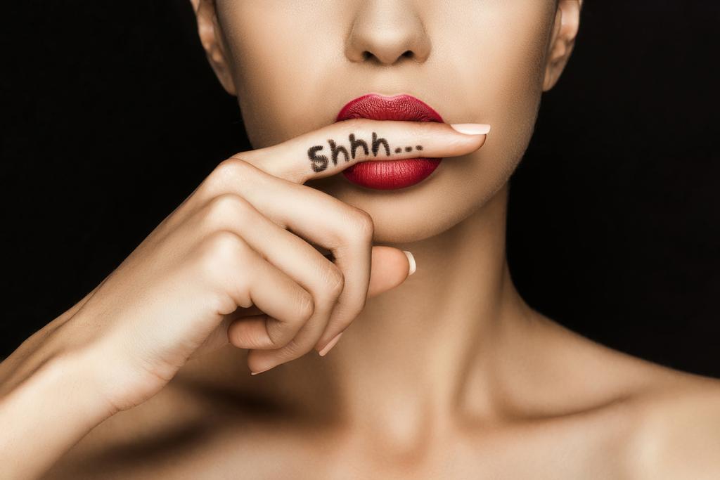 woman with shh symbol   - Photo, Image