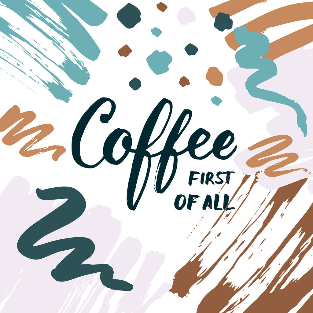Kávé első kávéházak, kávézók és a hirdetésben a feliraton minden betű - Vektor, kép