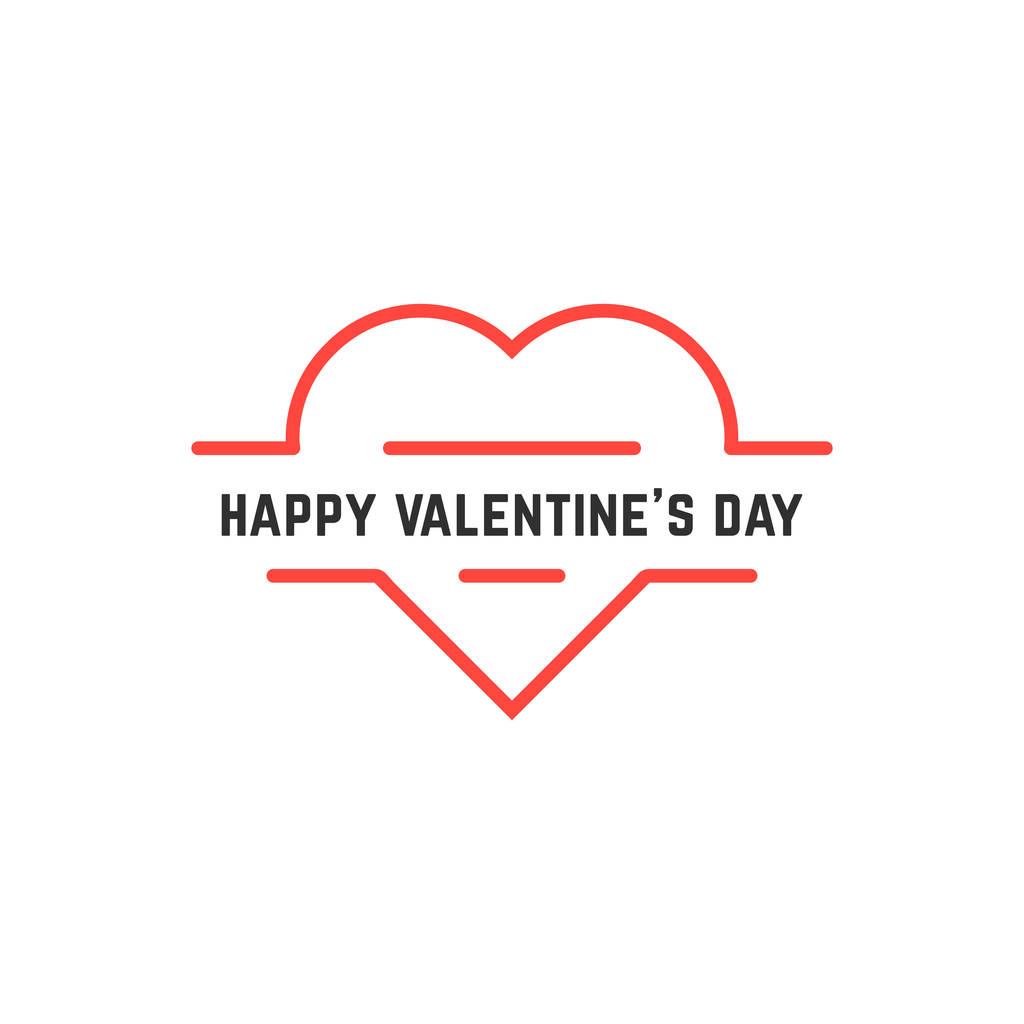 glücklicher Valentinstag mit dünnem Herzen - Vektor, Bild