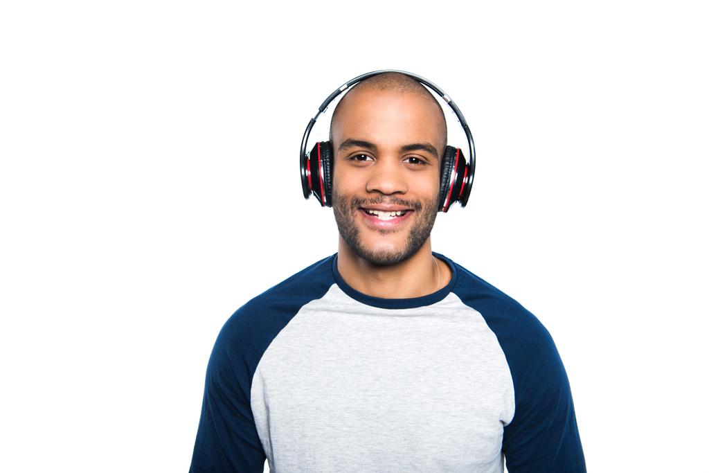 African American man w słuchawkach - Zdjęcie, obraz