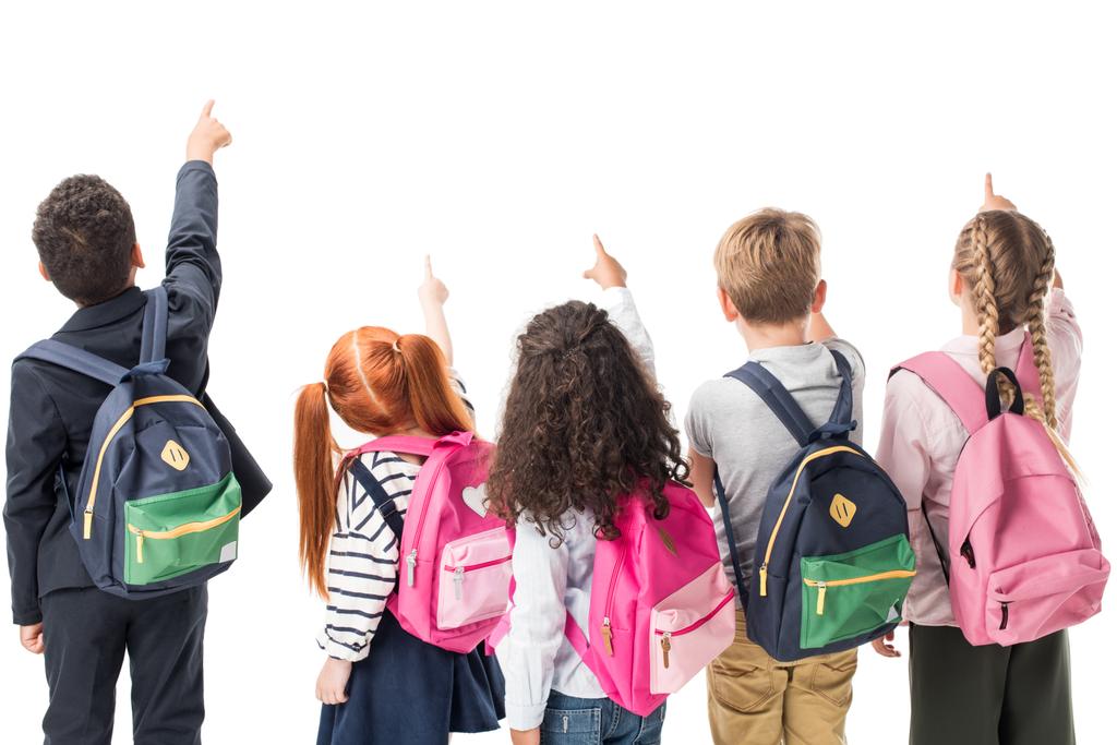 багатоетнічні діти з рюкзаками
 - Фото, зображення
