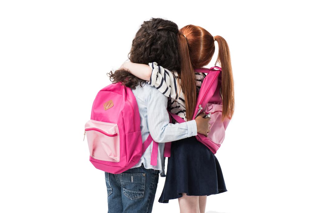 alunas multiétnicas com mochilas
 - Foto, Imagem