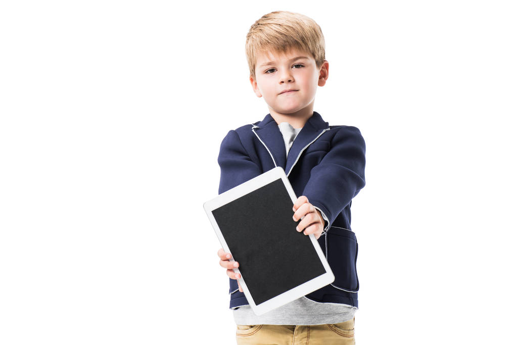 Chłopak trzymając Tablet cyfrowy - Zdjęcie, obraz