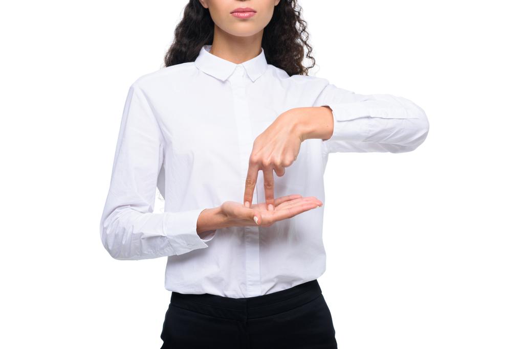 mulher gesticulando linguagem gestual
 - Foto, Imagem